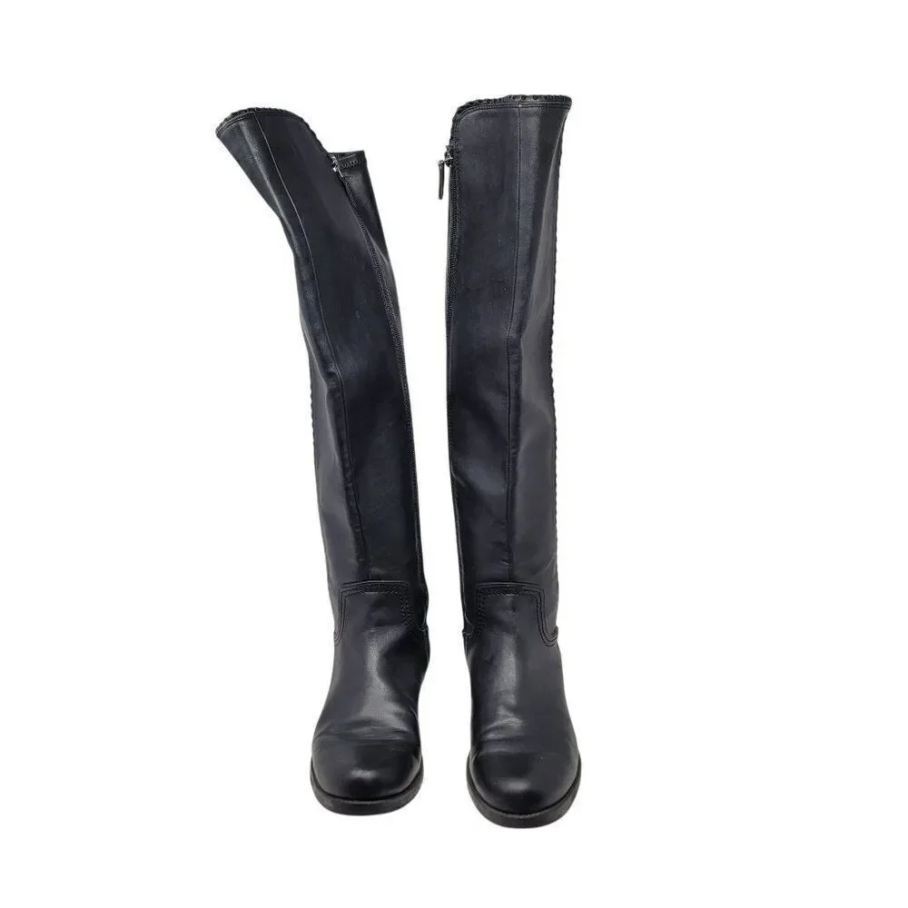 Franco Sarto Vegan L-Charlotte Womens Black Over The‎ Knee Boots 9.5 Equestrian